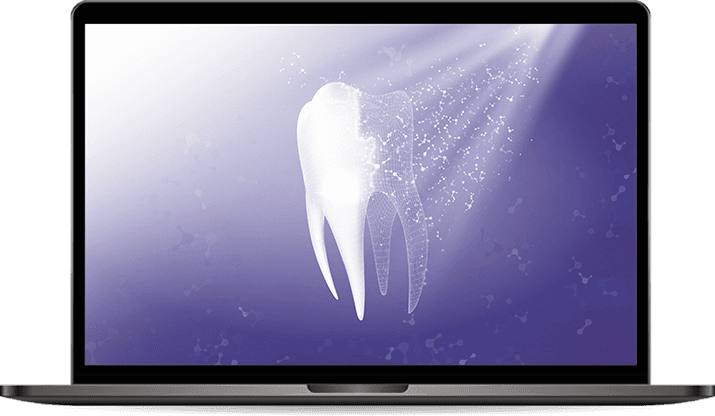 A tooth being designed digitally on the Dentframe platform